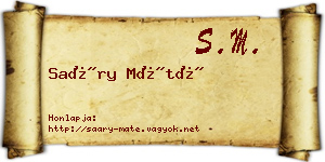 Saáry Máté névjegykártya